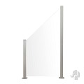 Blank glas tuinscherm schuin 900 x 970/1800mm