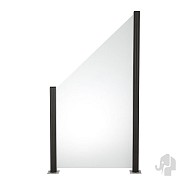 Mat glas tuinscherm schuin links 900x970/1800