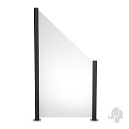 Mat glas tuinscherm schuin rechts 900x970/1800
