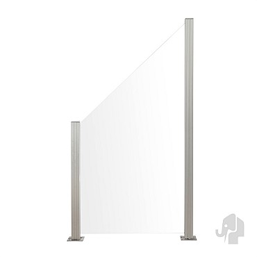 Blank glas tuinscherm schuin 900 x 970/1800mm