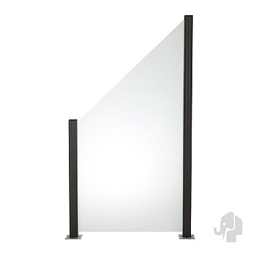 Mat glas tuinscherm schuin links 900x970/1800