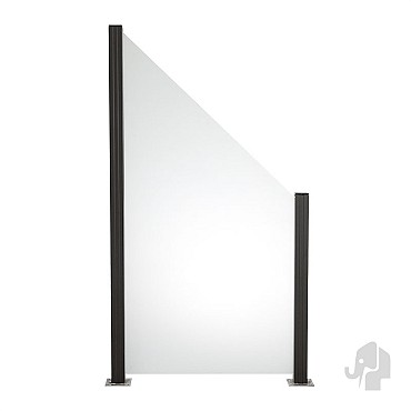 Mat glas tuinscherm schuin rechts 900x970/1800