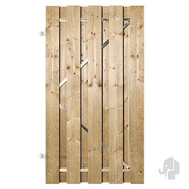 Vuren FSC tuindeur recht met stalen frame 52x1000x1800mm glad [geimpregneerd] bc