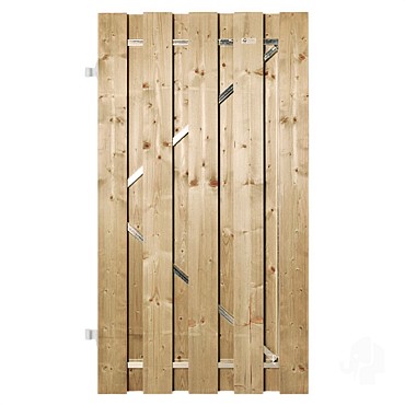 Vuren FSC tuindeur recht met stalen frame 52x1000x1800mm glad [geimpregneerd] bc