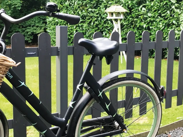 WPC-antraciet FSC tuinhek "Classic" rond 10L 10mm alu-antra 23x1800x800mm RVS bc