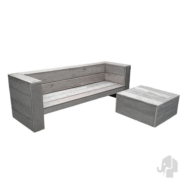 Vuren vintage look PEFC "steigerhout" lounge bank 250x83x83cm kit bc
