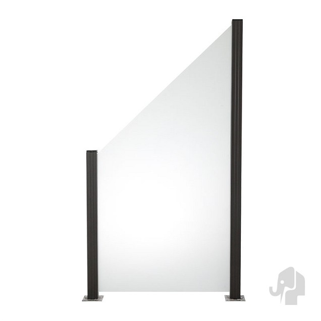 Mat glas tuinscherm schuin links 900x970/1800