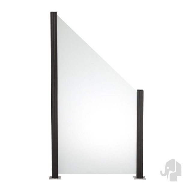 Mat glas tuinscherm schuin rechts 900x970/1800