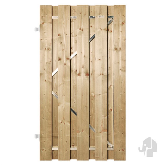 Vuren FSC tuindeur recht met stalen frame 52x1000x1800mm glad [geimpregneerd] bc