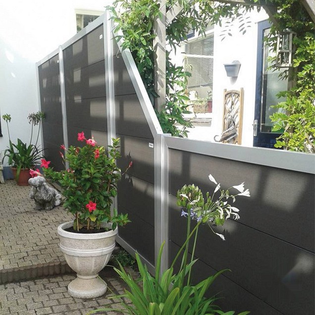 Composiet schutting Forte Antraciet -alu 90x180 cm schuin