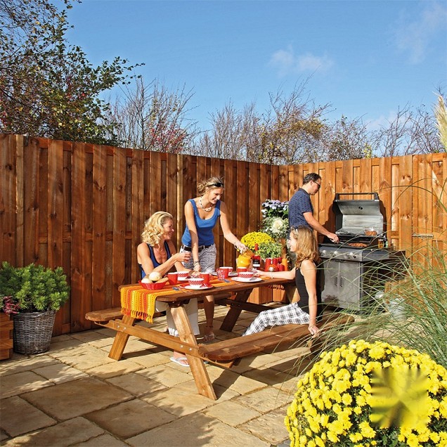 Grenen FSC tuindeur recht 47x1000x2000mm glad / incl. beslag [bruin geimpregneerd] bc