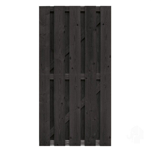 Vuren FSC tuindeur recht 45x900x1800mm gezaagd / RVS [zwart] bc