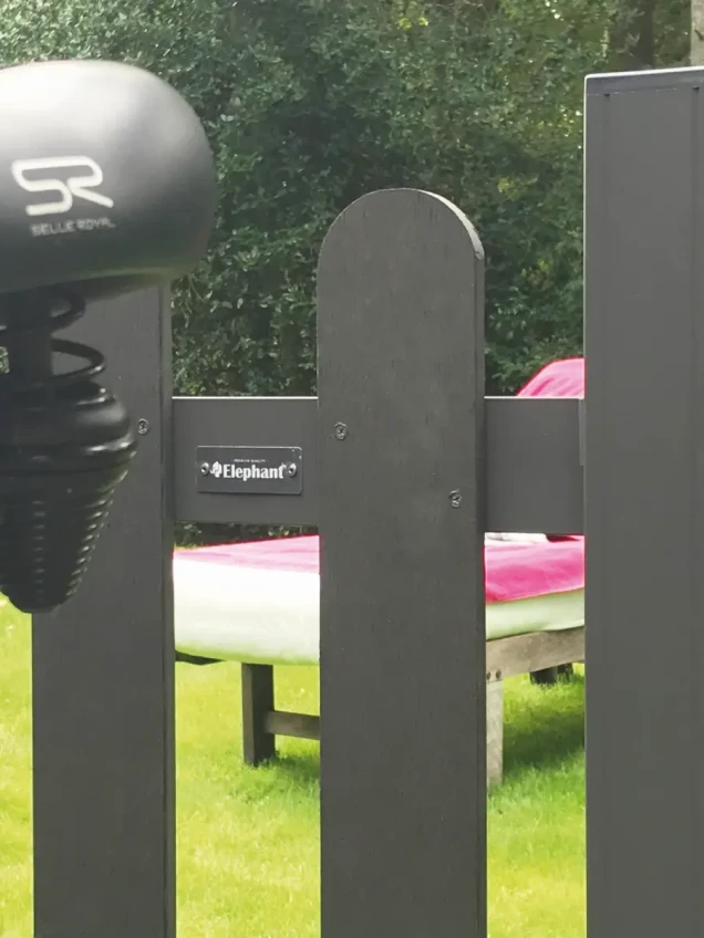 WPC-antraciet FSC tuinhek "Classic" rond 10L 10mm alu-antra 23x1800x800mm RVS bc